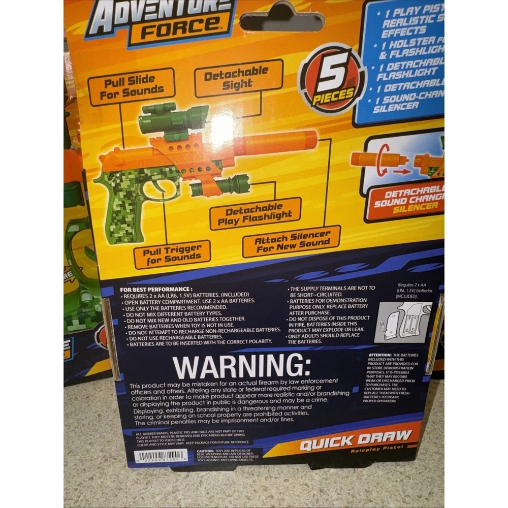 Lot Of 3 Adventure Force Quick Draw Roleplay Pistols  With SILENCER